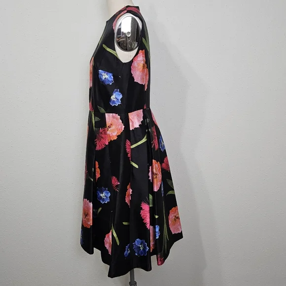 Carolina Herrera Floral Silk-Blend Mikado A-Line Cocktail Dress Size 10 - Picture 5 of 13